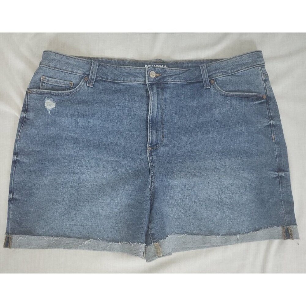 Sonoma High-Rise Jean Shorts Distressed Sz 22W Med Denim Womens Stretchy Summer